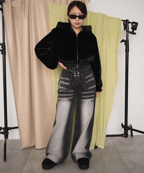 dispark（ディスパーク）の「DISPARK/ラップブラストフレアデニム（デニムパンツ・レディース・ブラック/ブルー系1・MEDIUM/SMALL）」の7枚目の写真