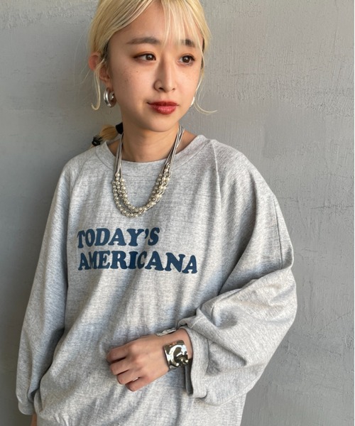 AMERICANA（アメリカーナ）の「[Americana×JEANS FACTORY/アメリカーナ×ジーンズファクトリー] 別注 7分袖 ラグランスリーブプリントTシャツ（Tシャツ/カットソー・レディース・サックスブルー/杢グレー/チャコール・ONE SIZE）」の15枚目の写真