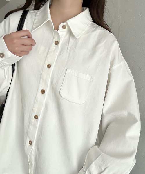 Cham.（チャム）の「シンプルポケットシャツ（シャツ/ブラウス・レディース・オフホワイト/ベージュ・F）」の14枚目の写真