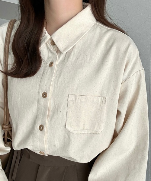 Cham.（チャム）の「シンプルポケットシャツ（シャツ/ブラウス・レディース・オフホワイト/ベージュ・F）」の13枚目の写真