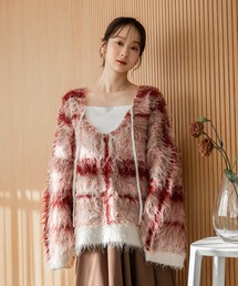 check shaggy knit pullover / チェックシャギーニットプルオーバー