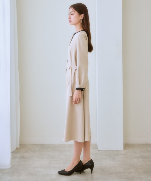 7days Life Styling(セブンデイズライフスタイリング)の「ベルト付き配色ワンピース<大きいサイズ有>(ワンピース・レディース・ブラック/グレイッシュベージュ・LL/L/M/S/6L/5L/4L/3L)」の10枚目の写真