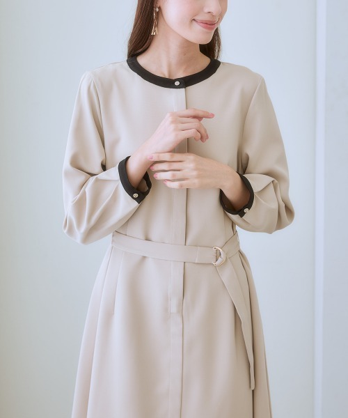 7days Life Styling(セブンデイズライフスタイリング)の「ベルト付き配色ワンピース<大きいサイズ有>(ワンピース・レディース・ブラック/グレイッシュベージュ・LL/L/M/S/6L/5L/4L/3L)」の12枚目の写真