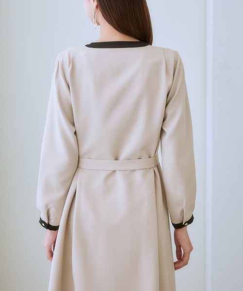 7days Life Styling(セブンデイズライフスタイリング)の「ベルト付き配色ワンピース<大きいサイズ有>(ワンピース・レディース・ブラック/グレイッシュベージュ・LL/L/M/S/6L/5L/4L/3L)」の14枚目の写真