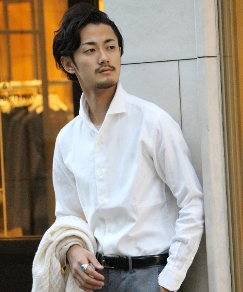 EDIFICE（エディフィス）の「◇メランジネル BDシャツ（シャツ/ブラウス・メンズ・ホワイト/チャコールグレー/ネイビー・48/46/44/50）」の2枚目の写真