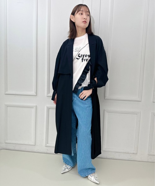 AVIE（アビィ）の「スリーブデザインオーバーコート（チェスターコート・レディース・キャメル/ブラック・38）」の10枚目の写真