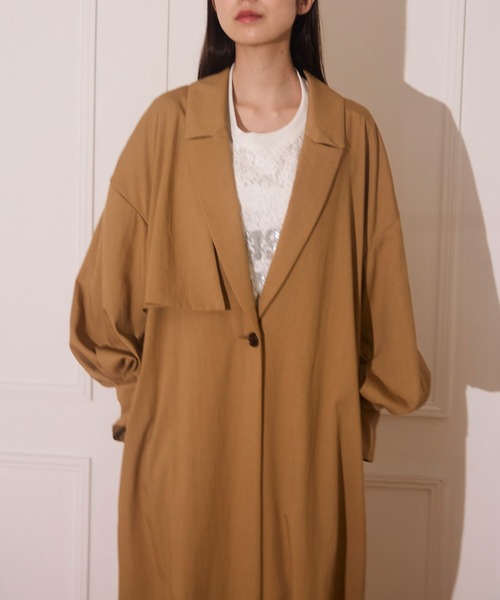 AVIE（アビィ）の「スリーブデザインオーバーコート（チェスターコート・レディース・キャメル/ブラック・38）」の16枚目の写真