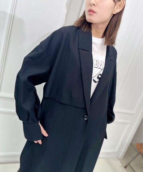 AVIE（アビィ）の「スリーブデザインオーバーコート（チェスターコート・レディース・キャメル/ブラック・38）」の19枚目の写真