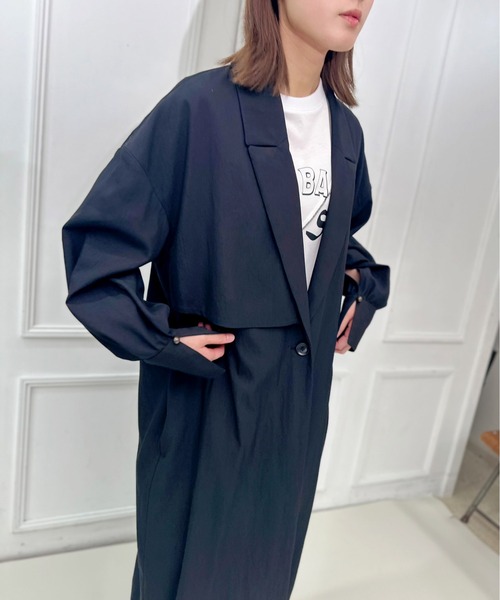 AVIE（アビィ）の「スリーブデザインオーバーコート（チェスターコート・レディース・キャメル/ブラック・38）」の20枚目の写真