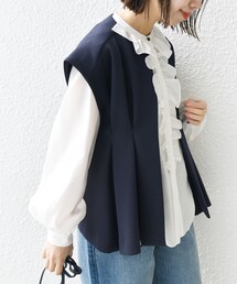 SHIPS | 【WEB限定】〈手洗い可能〉ダンボール フロント タック ジレ(ベスト)