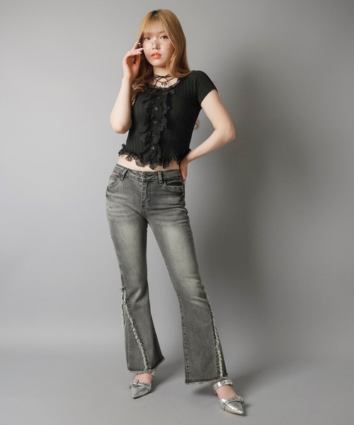 00s BPN レースアップフレアパンツフリンジお兄系平成v系arch 和*部様