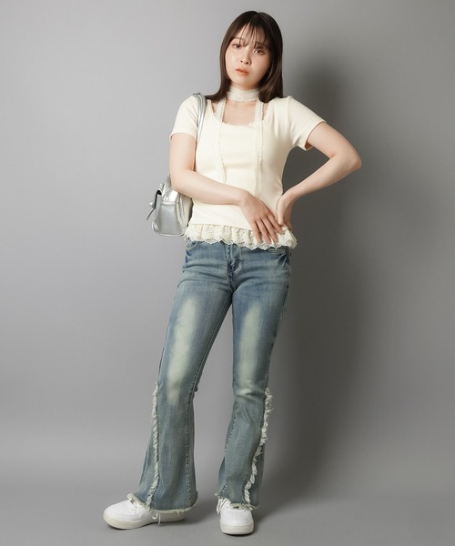 【美脚効果抜群♪】LV テクニカルギャバジン フレアパンツ 美脚効果抜群♪】LV テクニカルギャバジン フレアパンツ パンツ