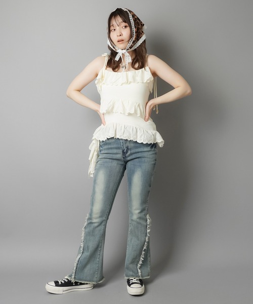 ≪リバイバルギャルパンツ≫'美脚効果マシマシフリンジ'デニム