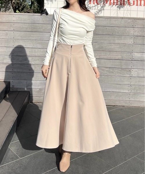 セール】【6段階サイズ調整可】ジップフレアスカート/WEB限定