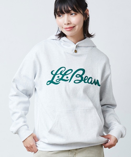 L.L.Bean(エルエルビーン)の「【JAPAN EDITION】ポーテージ・フード・スウェットシャツ(パーカー・レディース・ライトグレー/ピンク/ネイビー・MEDIUM)」の13枚目の写真