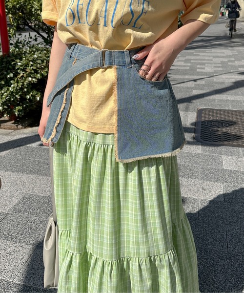 PILIT(ピリット)の「デニムラップスカート(スカート・レディース・サックスブルー/ブルー・MEDIUM)」の2枚目の写真