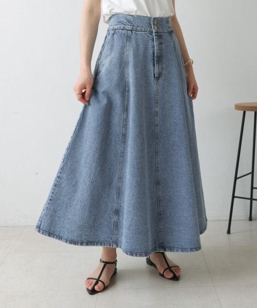 Bou Jeloud（ブージュルード）の「12ozデニム8パネルスカート（デニムスカート・レディース・インディゴブルー/ブルー・38）」の2枚目の写真