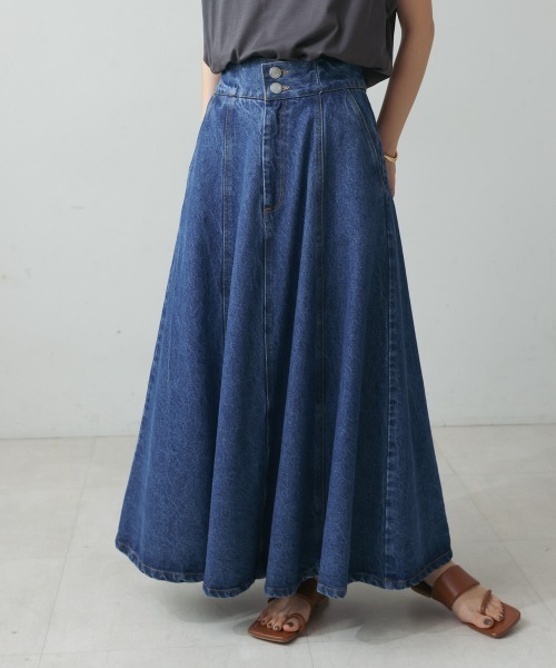 Bou Jeloud（ブージュルード）の「12ozデニム8パネルスカート（デニムスカート・レディース・インディゴブルー/ブルー・38）」の3枚目の写真