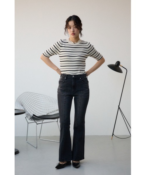 AZUL by moussy(アズールバイマウジー)の「ハーフスリーブクルーネックリブトップス(ニット/セーター・レディース・ホワイト系その他/ブラック系その他/アイボリー/グレー/ブラック/グリーン・SMALL/MEDIUM)」の21枚目の写真
