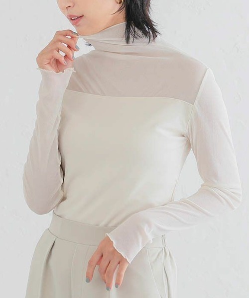 aquagarage(アクアガレージ)の「裏起毛シアートップス(Tシャツ/カットソー・レディース・ブラック/アイボリー/グレー・M/L)」の1枚目の写真