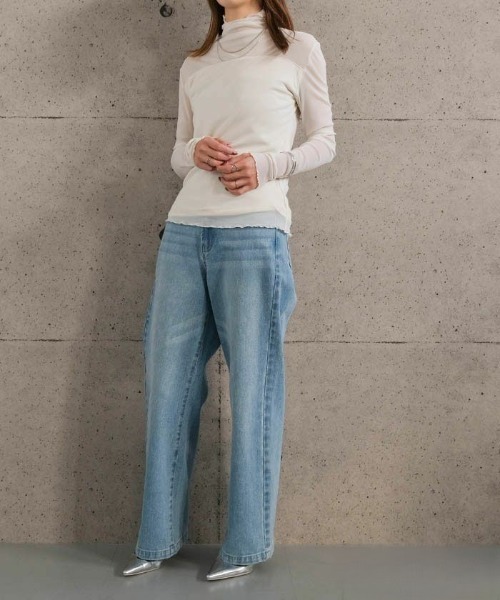 aquagarage(アクアガレージ)の「裏起毛シアートップス(Tシャツ/カットソー・レディース・ブラック/アイボリー/グレー・M/L)」の5枚目の写真