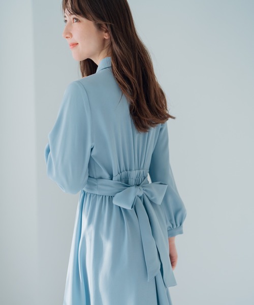 MISCH MASCH（ミッシュマッシュ）の「ハシゴレース切替シャツワンピース（ワンピース・レディース・ベージュ/ネイビー/ブルー・S/M）」の9枚目の写真