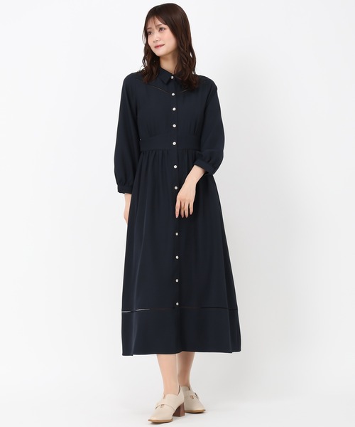 MISCH MASCH（ミッシュマッシュ）の「ハシゴレース切替シャツワンピース（ワンピース・レディース・ベージュ/ネイビー/ブルー・S/M）」の19枚目の写真