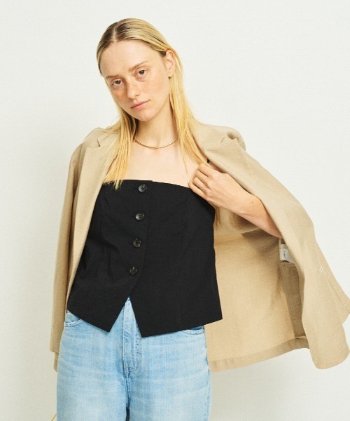 Rouge vif（ルージュヴィフ）の「シングルテーラージャケット/軽羽織/ライトアウター/春服/オフィスカジュアル/手洗い可能/ポケット付き（テーラードジャケット・レディース・ブラック/ベージュ/セージグリーン・38/36）」の5枚目の写真