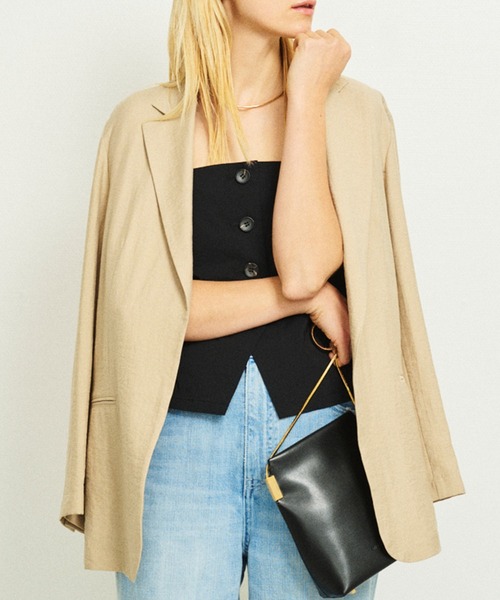 Rouge vif（ルージュヴィフ）の「シングルテーラージャケット/軽羽織/ライトアウター/春服/オフィスカジュアル/手洗い可能/ポケット付き（テーラードジャケット・レディース・ブラック/ベージュ/セージグリーン・38/36）」の9枚目の写真