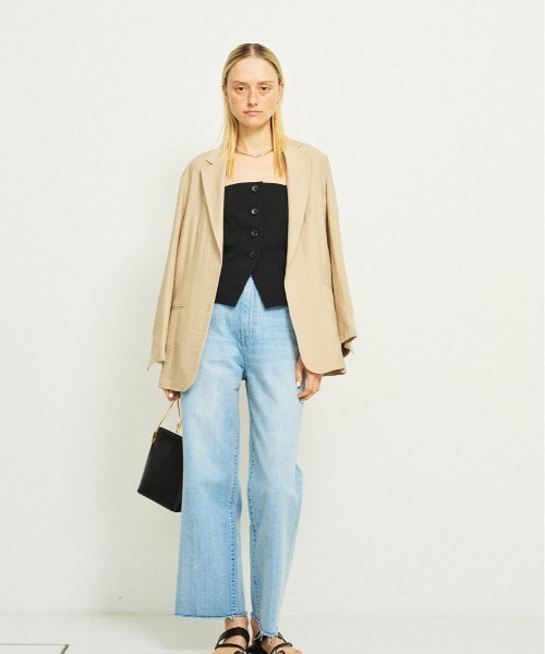 Rouge vif（ルージュヴィフ）の「シングルテーラージャケット/軽羽織/ライトアウター/春服/オフィスカジュアル/手洗い可能/ポケット付き（テーラードジャケット・レディース・ブラック/ベージュ/セージグリーン・38/36）」の12枚目の写真