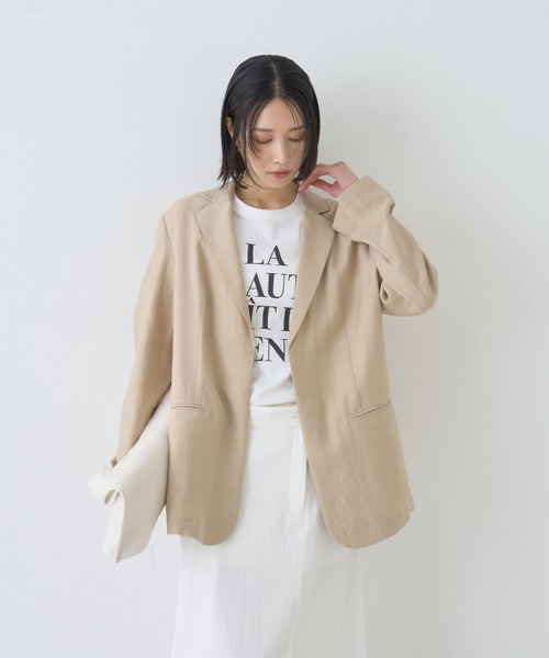 Rouge vif（ルージュヴィフ）の「シングルテーラージャケット/軽羽織/ライトアウター/春服/オフィスカジュアル/手洗い可能/ポケット付き（テーラードジャケット・レディース・ブラック/ベージュ/セージグリーン・38/36）」の17枚目の写真