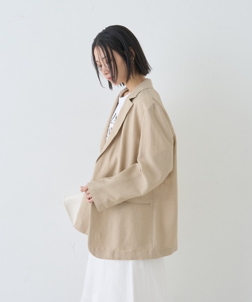 Rouge vif（ルージュヴィフ）の「シングルテーラージャケット/軽羽織/ライトアウター/春服/オフィスカジュアル/手洗い可能/ポケット付き（テーラードジャケット・レディース・ブラック/ベージュ/セージグリーン・38/36）」の19枚目の写真