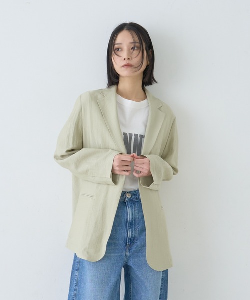 Rouge vif（ルージュヴィフ）の「シングルテーラージャケット/軽羽織/ライトアウター/春服/オフィスカジュアル/手洗い可能/ポケット付き（テーラードジャケット・レディース・ブラック/ベージュ/セージグリーン・38/36）」の21枚目の写真