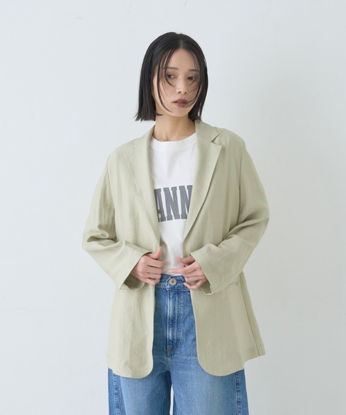 Rouge vif（ルージュヴィフ）の「シングルテーラージャケット/軽羽織/ライトアウター/春服/オフィスカジュアル/手洗い可能/ポケット付き（テーラードジャケット・レディース・ブラック/ベージュ/セージグリーン・38/36）」の22枚目の写真