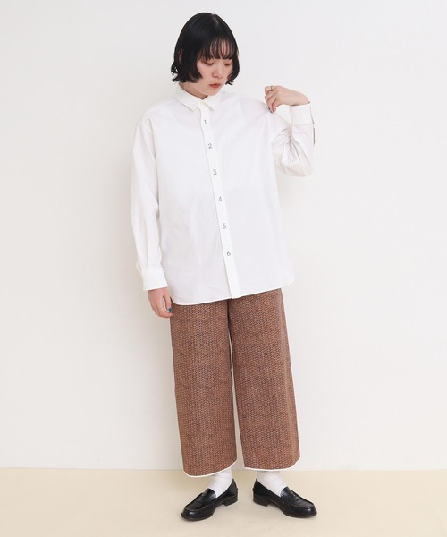 _40/1 オックス 数字刺繍 長袖シャツ（シャツ/ブラウス）｜I am I in