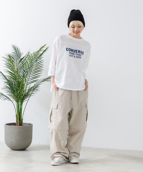 CONVERSE(コンバース)の「【CONVERSE/コンバース】8分袖 裾ラウンドTシャツ(Tシャツ/カットソー・レディース・ブラック/ネイビー/オフホワイト/エメラルド・MEDIUM/LARGE)」の5枚目の写真