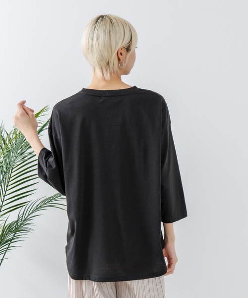 CONVERSE(コンバース)の「【CONVERSE/コンバース】8分袖 裾ラウンドTシャツ(Tシャツ/カットソー・レディース・ブラック/ネイビー/オフホワイト/エメラルド・MEDIUM/LARGE)」の17枚目の写真