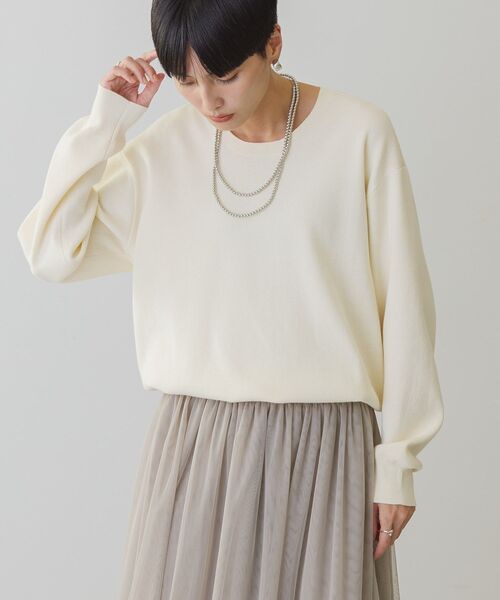 【極美品】24SS NOBLE スウェットライクニットプルオーバー 極美品＊ノーブル NOBLE【24AW】スウェットライクニットプルオーバー