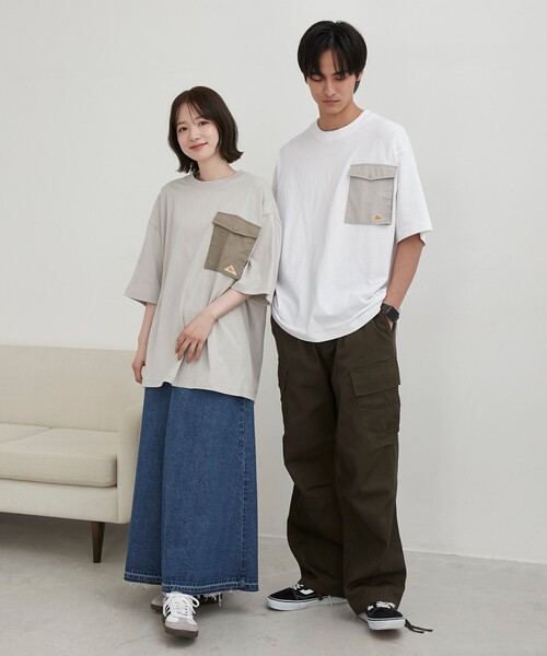 KELTY(ケルティ)の「KELTY(ケルティ)別注フラップポケット切替Tシャツ(Tシャツ/カットソー・メンズ・ライトグレー/ブラック/ホワイト・L/M)」の7枚目の写真