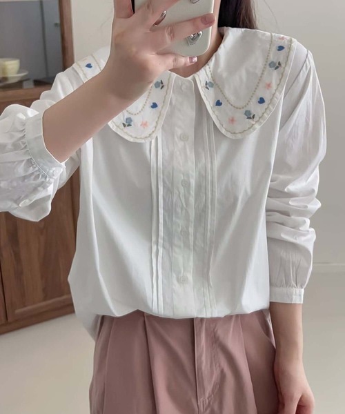 aimoha（アイモハ）の「刺繍襟ピンタックシャツ（シャツ/ブラウス・レディース・ホワイト/ホワイト系その他・FREE）」の19枚目の写真