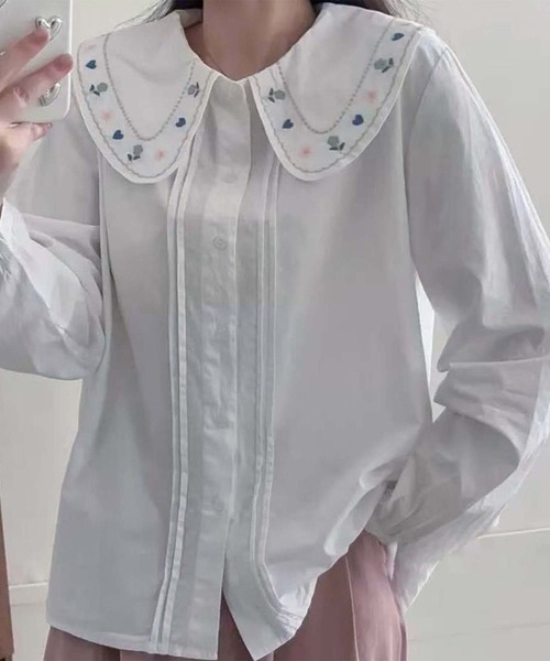 aimoha（アイモハ）の「刺繍襟ピンタックシャツ（シャツ/ブラウス・レディース・ホワイト/ホワイト系その他・FREE）」の21枚目の写真