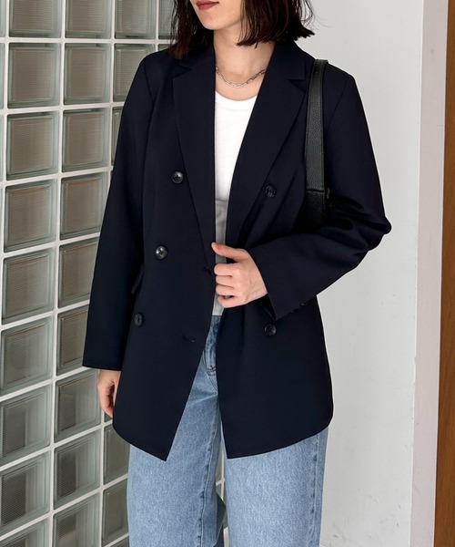 Doux archives（ドゥアルシーヴ）の「ダブルジャケット（テーラードジャケット・レディース・ベージュ/ネイビー・38）」の11枚目の写真