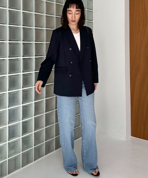 Doux archives（ドゥアルシーヴ）の「ダブルジャケット（テーラードジャケット・レディース・ベージュ/ネイビー・38）」の6枚目の写真