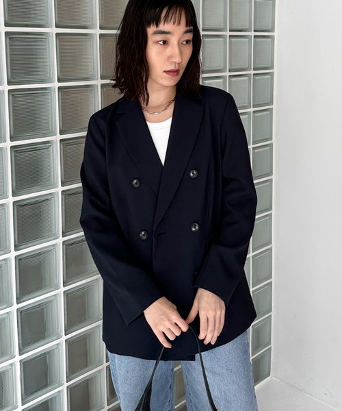 Doux archives（ドゥアルシーヴ）の「ダブルジャケット（テーラードジャケット・レディース・ベージュ/ネイビー・38）」の7枚目の写真