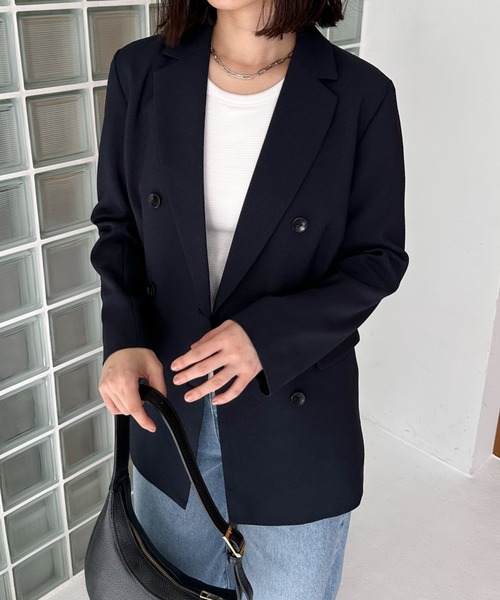 Doux archives（ドゥアルシーヴ）の「ダブルジャケット（テーラードジャケット・レディース・ベージュ/ネイビー・38）」の15枚目の写真