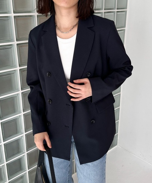 Doux archives（ドゥアルシーヴ）の「ダブルジャケット（テーラードジャケット・レディース・ベージュ/ネイビー・38）」の16枚目の写真