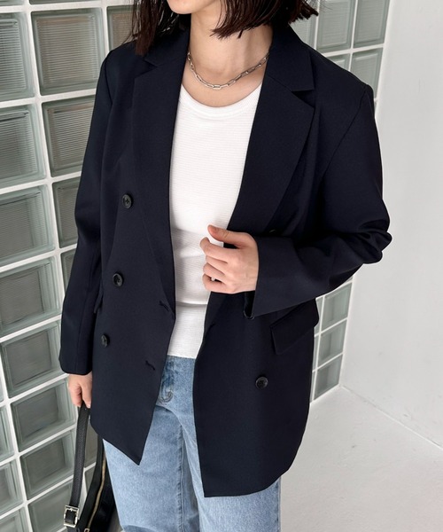 Doux archives（ドゥアルシーヴ）の「ダブルジャケット（テーラードジャケット・レディース・ベージュ/ネイビー・38）」の17枚目の写真