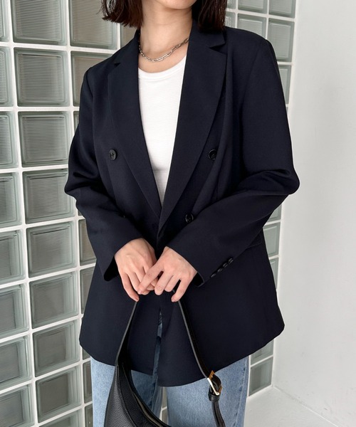 Doux archives（ドゥアルシーヴ）の「ダブルジャケット（テーラードジャケット・レディース・ベージュ/ネイビー・38）」の18枚目の写真