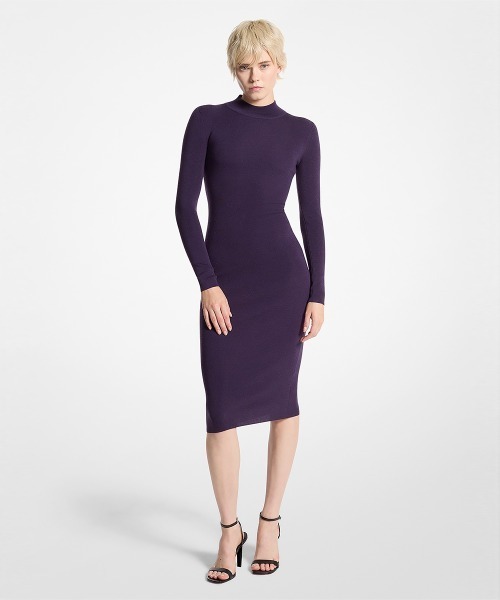 MICHAEL KORS(マイケルコース)の「ストレッチ ウール モックネック ドレス(ワンピース・レディース・パープル系・XS/M/S)」の1枚目の写真