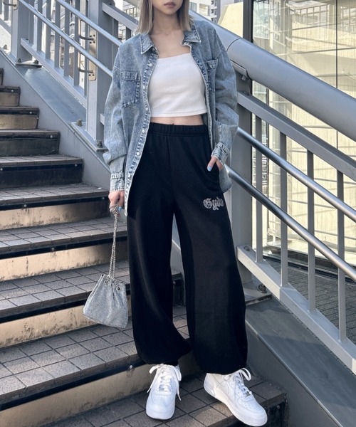 GYDA(ジェイダ)の「GYDA bijouスウェットジョガーパンツ(スウェットパンツ・レディース・グレー/ブラック・FREE)」の4枚目の写真